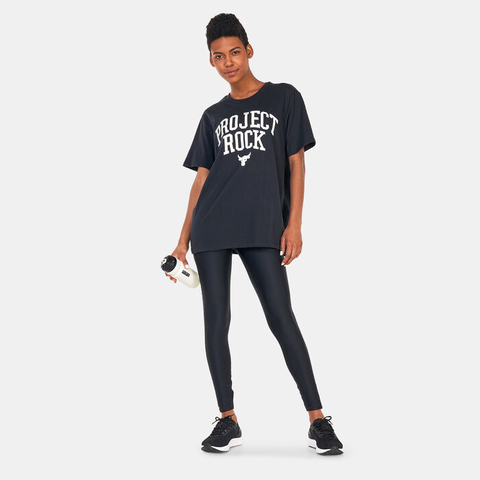 Under Armour Women's Project Rock Heavyweight Campus T-Shirt Black Under Armour Women's Project Rock Heavyweight Campus T-Shirt Black image number 2