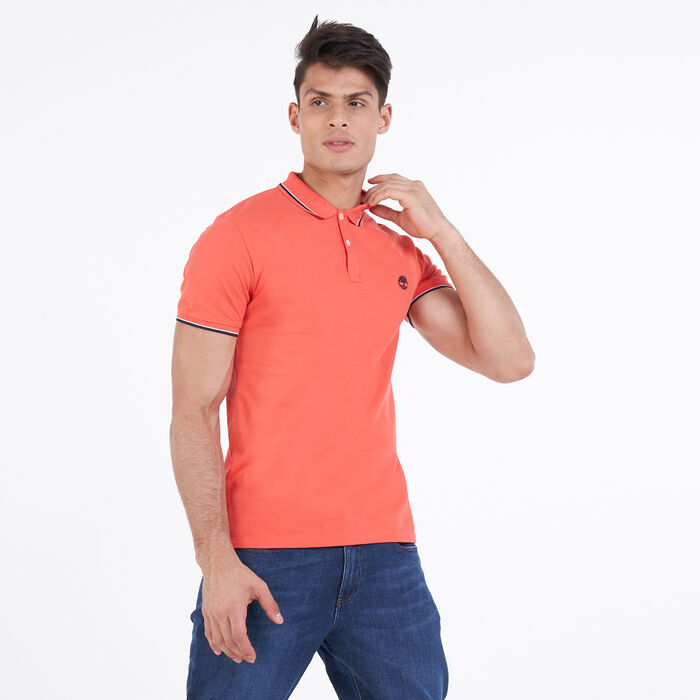 Timberland Men's Millers River Tipped Pique Polo T-Shirt Red Timberland Men's Millers River Tipped Pique Polo T-Shirt Red image number 0