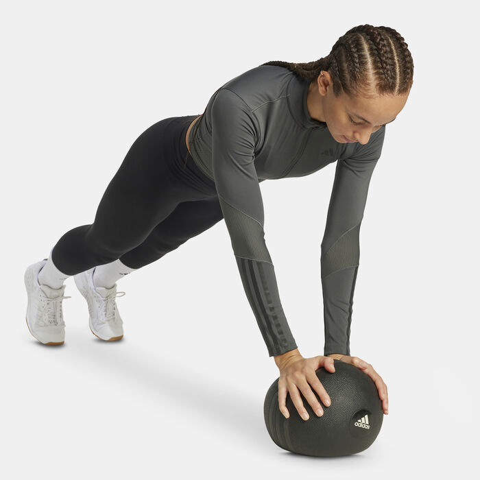 adidas Women's Hyperglam Rib Training Top Grey image number 2