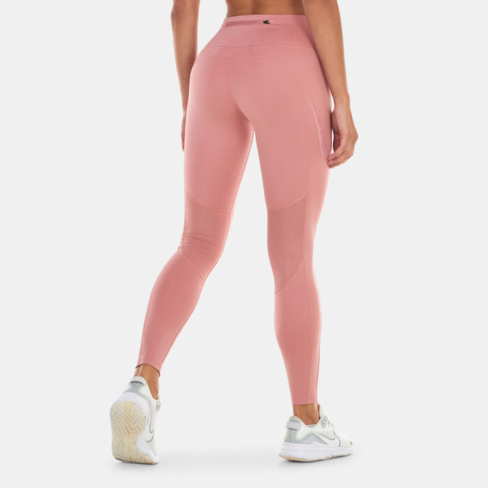 Nike Women's Dri-FIT Fast Graphic 7/8 Running Leggings Pink image number 1