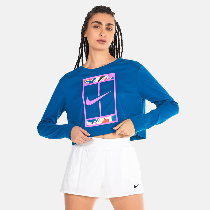 Nike Women's Dri-FIT Court Slam Crop Top Blue Nike Women's Dri-FIT Court Slam Crop Top Blue image number 0