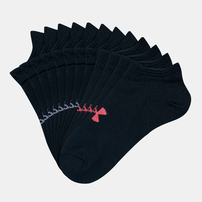 Under Armour UA Women's Essential No-Show Ankle Socks (6 Pack) Black Under Armour UA Women's Essential No-Show Ankle Socks (6 Pack) Black