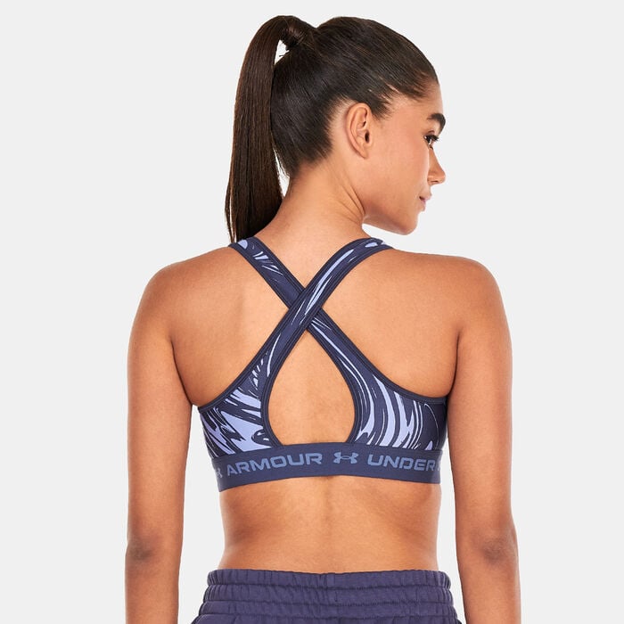 Under Armour Women's Armour Medium Support Printed Sports Bra Purple Under Armour Women's Armour Medium Support Printed Sports Bra Purple image number 1