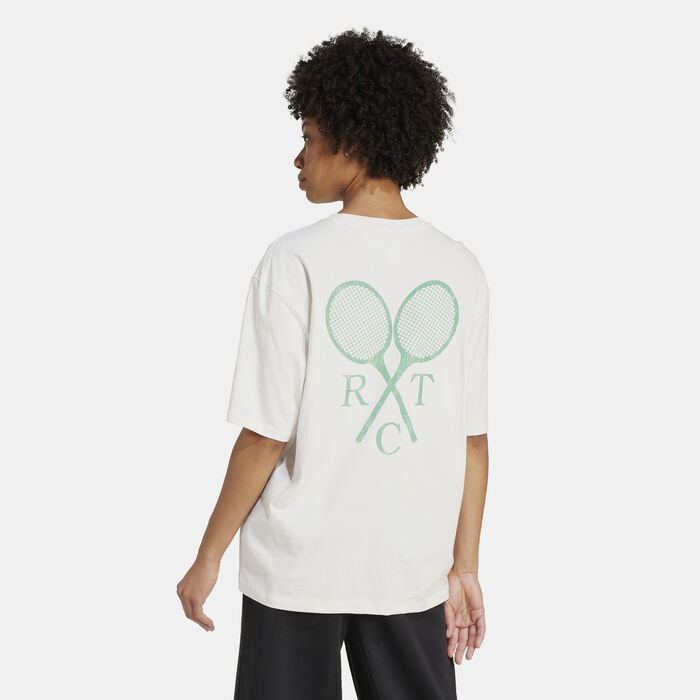adidas Originals Women's Retro Tennis Boyfriend T-Shirt White adidas Originals Women's Retro Tennis Boyfriend T-Shirt White image number 1