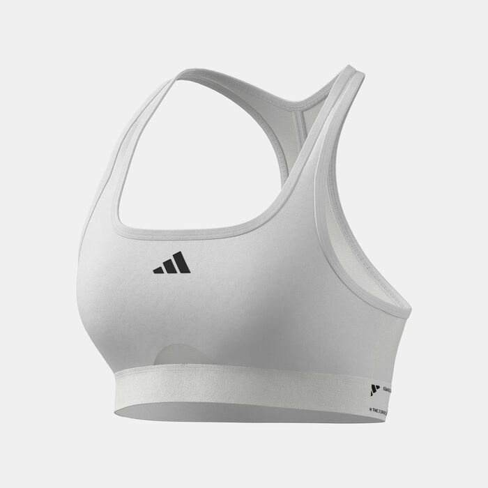 adidas Women's Powerimpact Medium-Support Training Sports Bra White image number 2