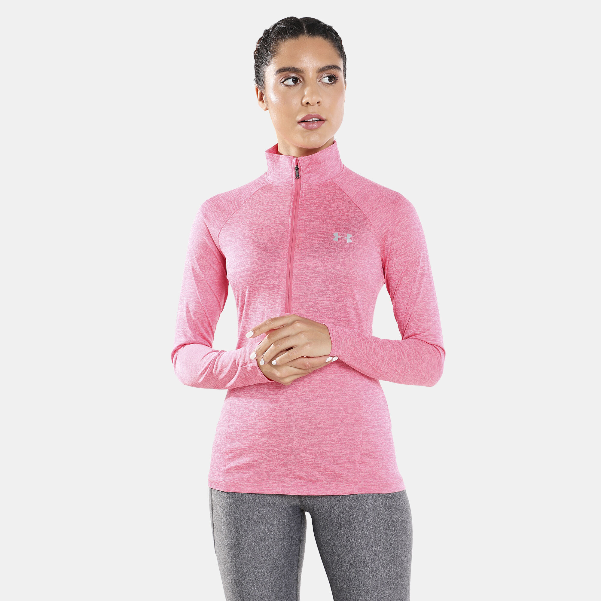 Buy Under Armour Women s UA Tech Twist Zip Training Top Pink in
