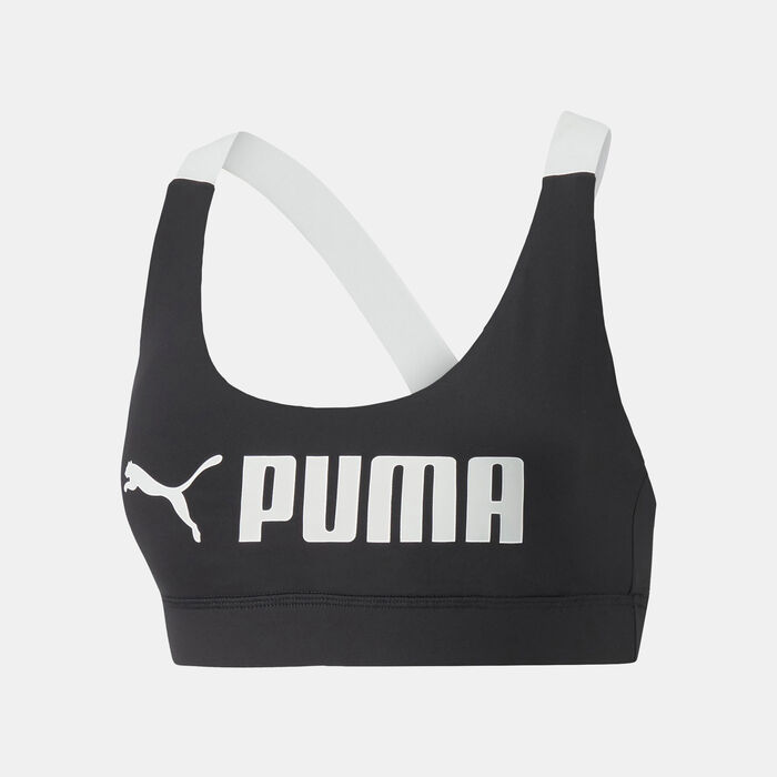 PUMA Women's Mid Impact Sports Bra Black PUMA Women's Mid Impact Sports Bra Black image number 0