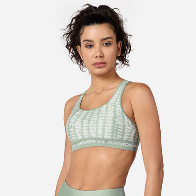 Under Armour Women's Armour Medium Support Printed Sports Bra Green Under Armour Women's Armour Medium Support Printed Sports Bra Green