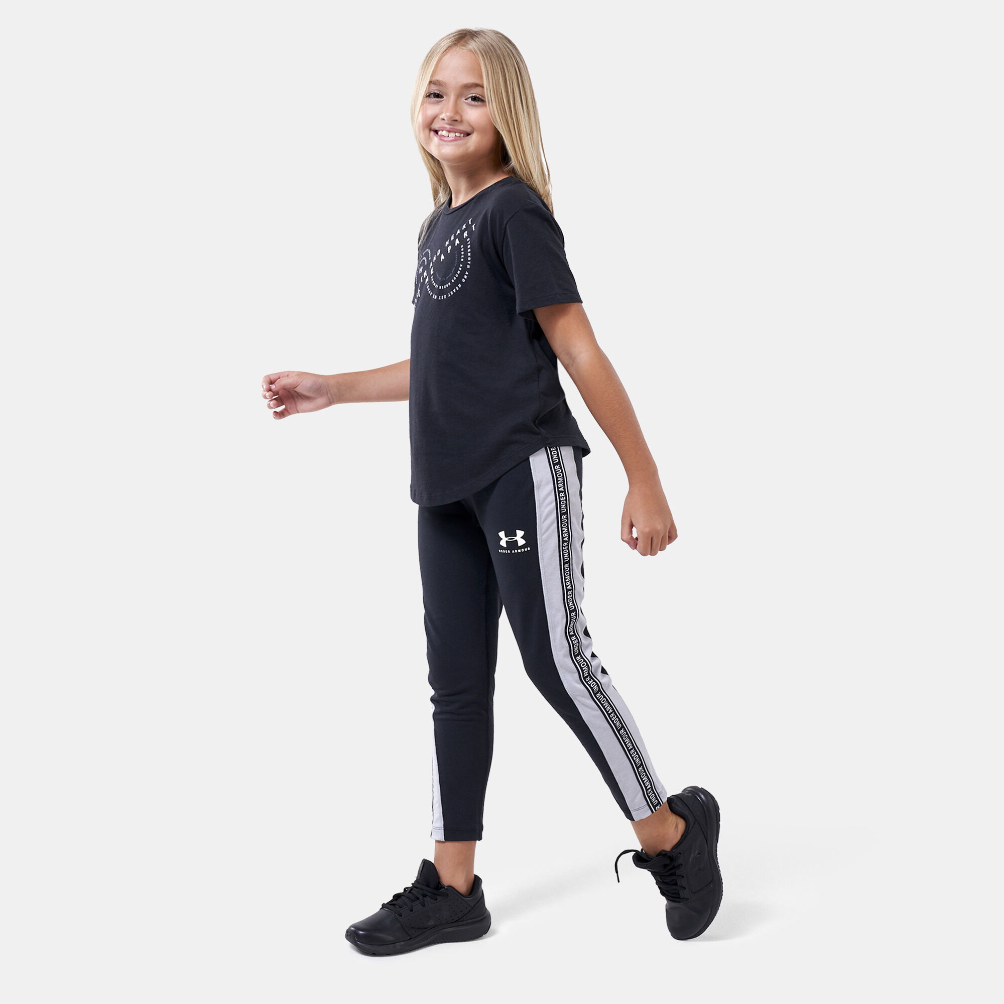 Kids SportStyle Taped Crop Leggings Older Kids Grey Under Armour in KSA SSS