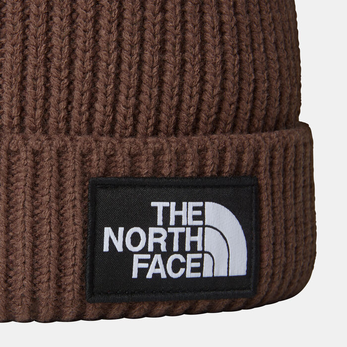 The North Face Logo Box Cuffed Beanie Brown image number 1