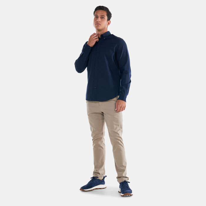 Timberland Men's Solid Poplin Long-Sleeve Shirt Blue image number 2