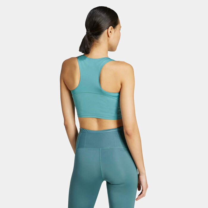 adidas Women's Adizero Essentials Running Crop Top Green adidas Women's Adizero Essentials Running Crop Top Green image number 1