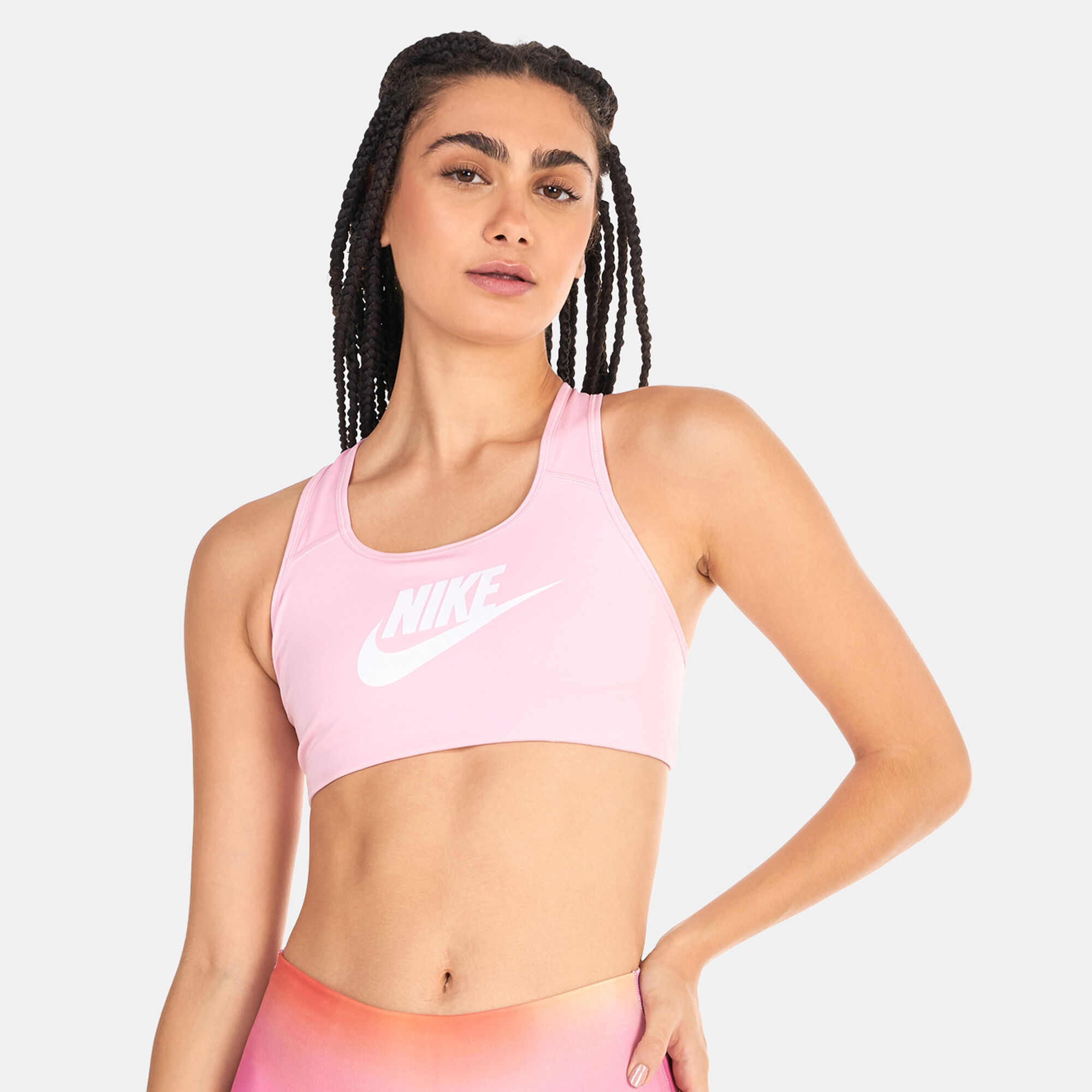 Nike swoosh bra pink deals