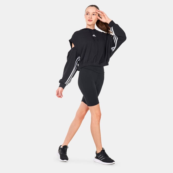 adidas Women's Hyperglam 3-Stripes with Cutout Detail Hoodie Black adidas Women's Hyperglam 3-Stripes with Cutout Detail Hoodie Black image number 2