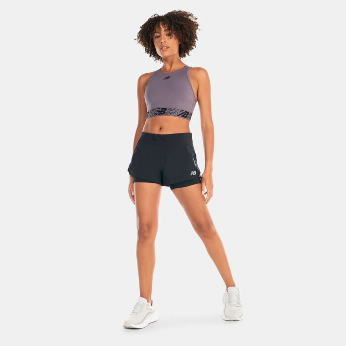 New Balance Women's Relentless Crop Sports Bra Grey New Balance Women's Relentless Crop Sports Bra Grey image number 2