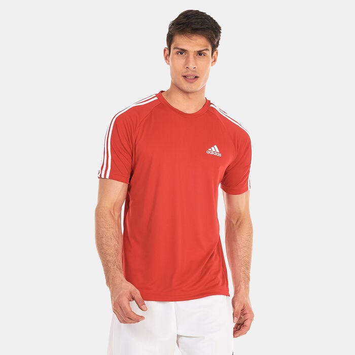 adidas Men's AEROREADY Sereno 3-Stripes T-Shirt Red adidas Men's AEROREADY Sereno 3-Stripes T-Shirt Red image number 0