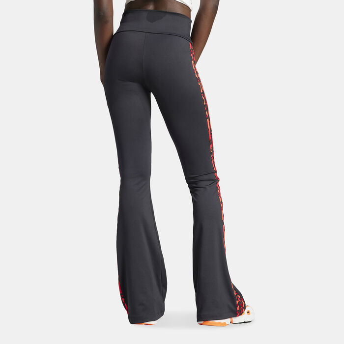 adidas Originals Women's Leopard Luxe 3-Stripes Infill Flared Pants Black adidas Originals Women's Leopard Luxe 3-Stripes Infill Flared Pants Black image number 1
