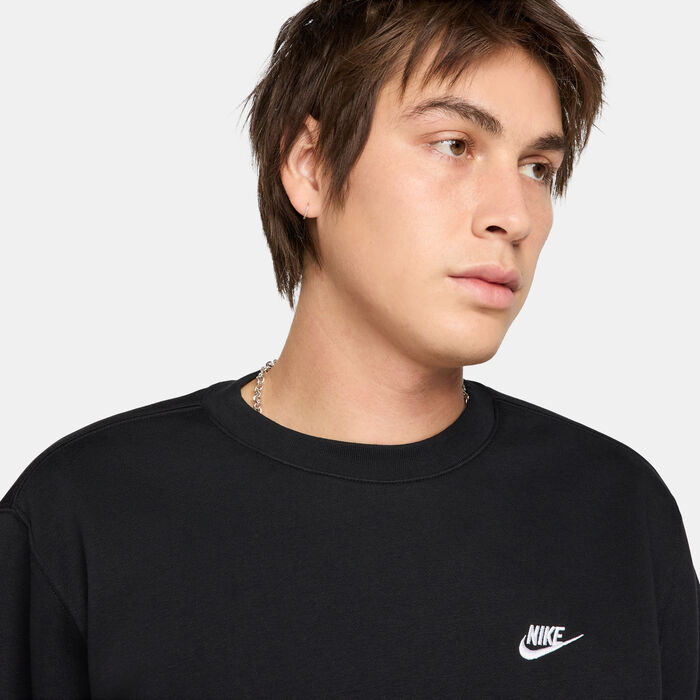 Nike Men's Club Fleece Sweatshirt Black Nike Men's Club Fleece Sweatshirt Black image number 3