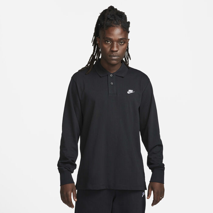 Nike Men's Club Long-Sleeve Polo Shirt Black Nike Men's Club Long-Sleeve Polo Shirt Black image number 0
