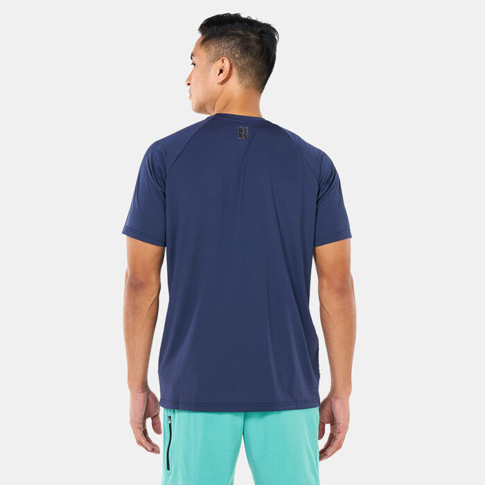 Nike Swim Men's Outline Logo Rashguard Blue image number 1