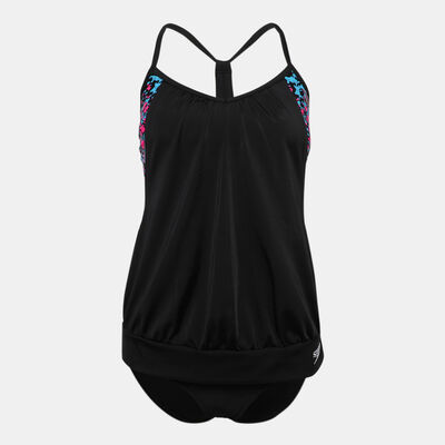Speedo Women's Blouson Tankini Swimsuit Black