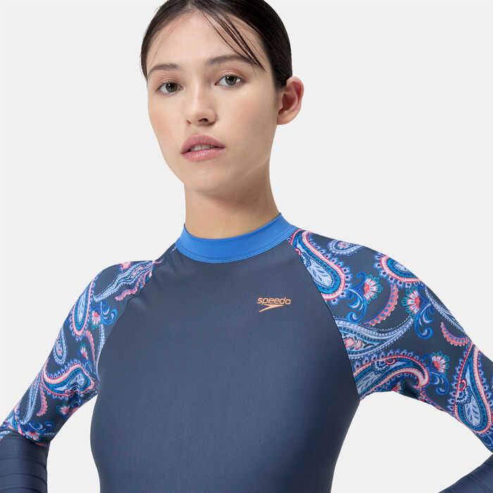 Speedo Women's Long Sleeve Swimming Dress Blue Speedo Women's Long Sleeve Swimming Dress Blue image number 4