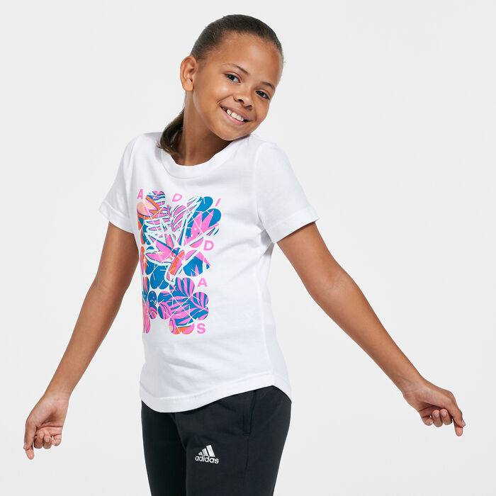 adidas Kids' Tropical Sports Graphic T-Shirt White adidas Kids' Tropical Sports Graphic T-Shirt White image number 0