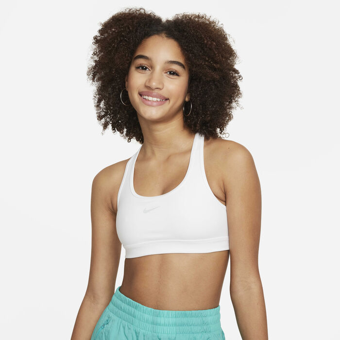 Nike Kids' Swoosh Medium-Support Sports Bra White Nike Kids' Swoosh Medium-Support Sports Bra White image number 0