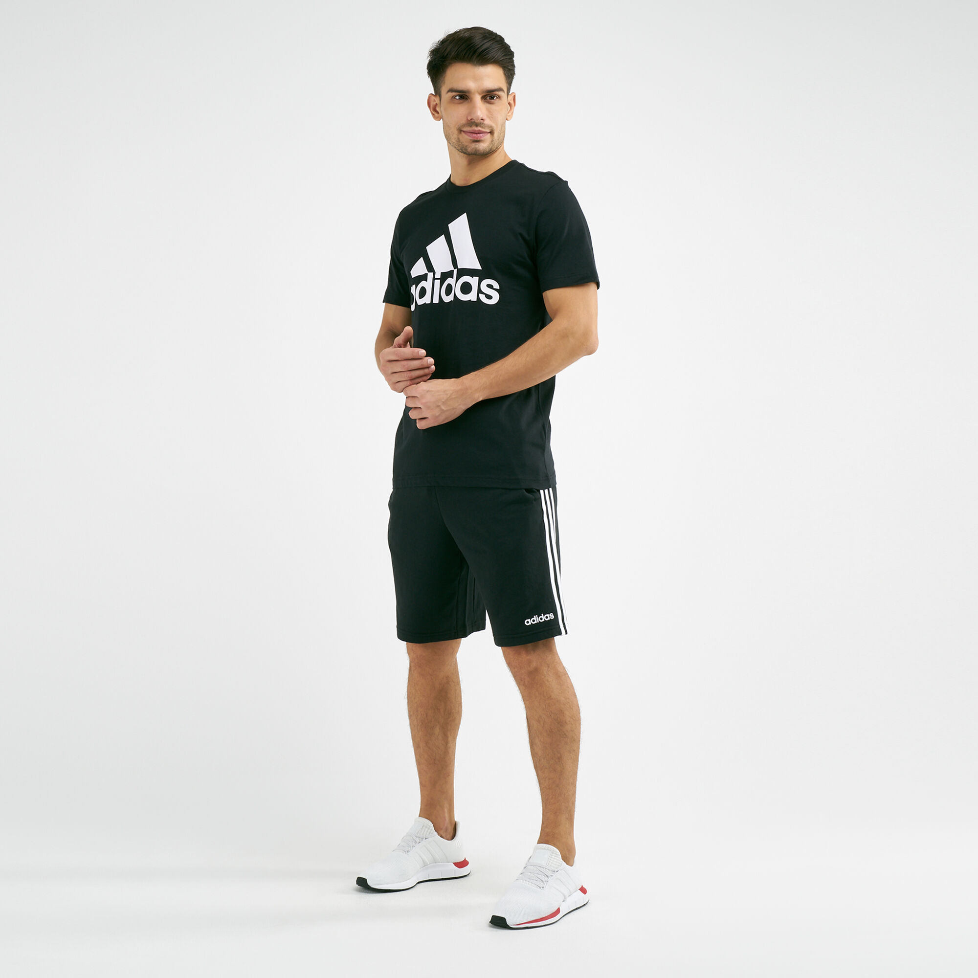 Adidas 3 stripes discount french terry shorts