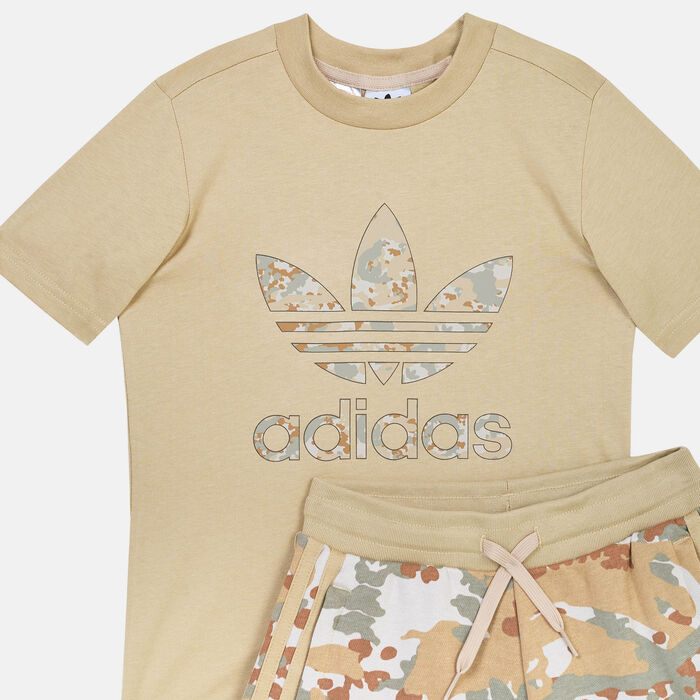 adidas Originals Kids' Camo Shorts And T-Shirt Set Brown adidas Originals Kids' Camo Shorts And T-Shirt Set Brown image number 1