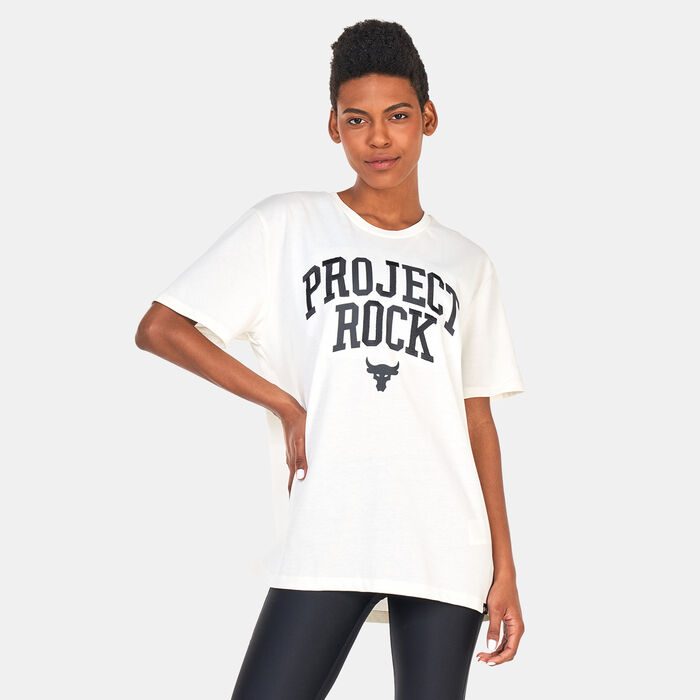 Under Armour Women's Project Rock Heavyweight Campus T-Shirt White Under Armour Women's Project Rock Heavyweight Campus T-Shirt White image number 0