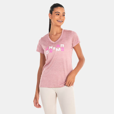 Under Armour Women's UA Tech™ Twist Graphic V-Neck T-Shirt Pink