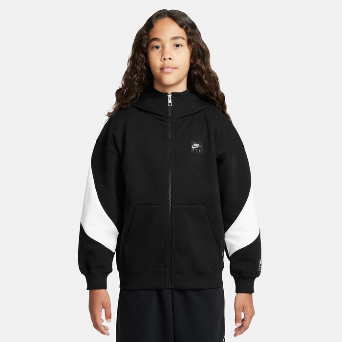 Nike Kids' Air Fleece Full-Zip Hoodie Black Nike Kids' Air Fleece Full-Zip Hoodie Black image number 0