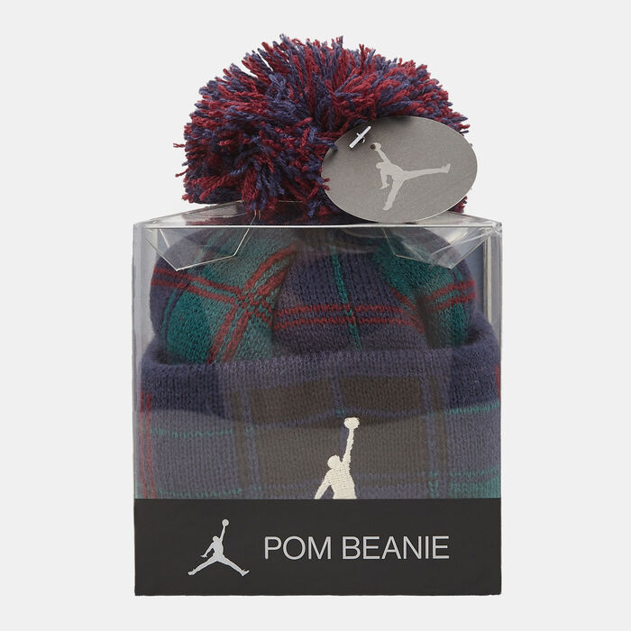 Jordan Kids' Plaid Pom Beanie Blue Jordan Kids' Plaid Pom Beanie Blue image number 3