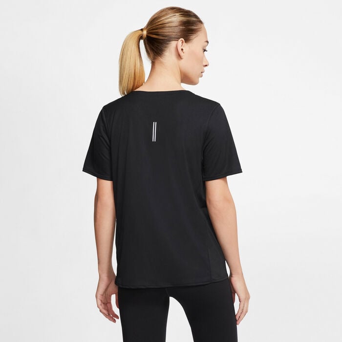 Nike Women's City Sleek Running T-Shirt Black Nike Women's City Sleek Running T-Shirt Black image number 1