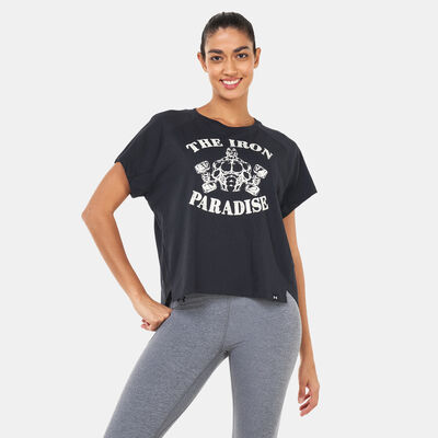 Under Armour Women's Project Rock Vintage Iron T-Shirt Black Under Armour Women's Project Rock Vintage Iron T-Shirt Black