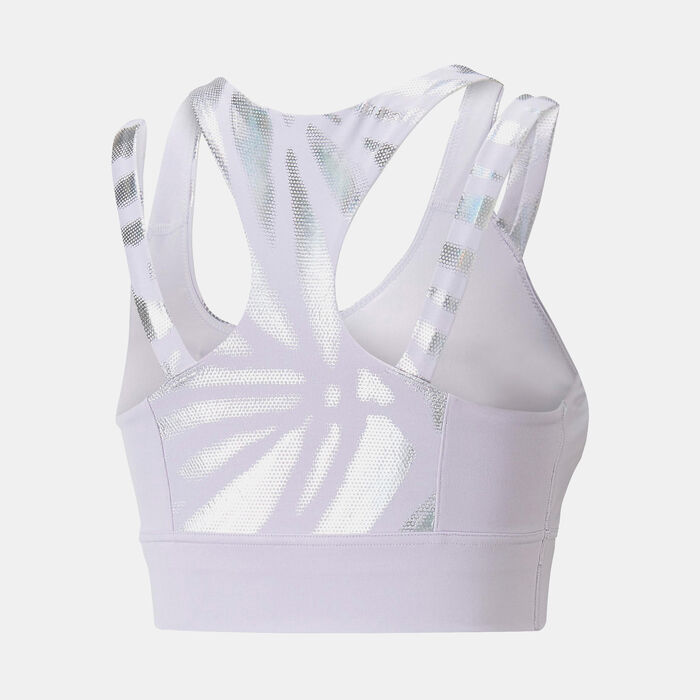 PUMA Women's Nova Shine Mid Impact Eversculpt Sports Bra Purple image number 1