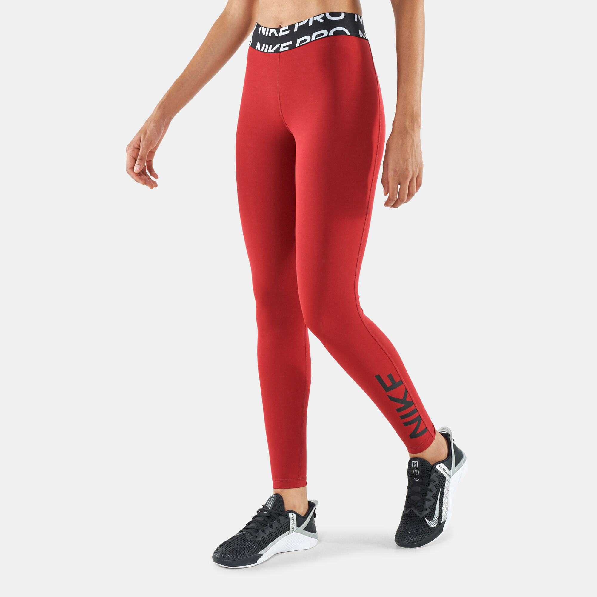 Buy Nike Women's Pro Dri-FIT Mid-Rise Graphic Leggings Red in KSA -SSS