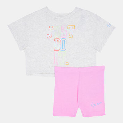 Nike Kids' Retro Rewind T-Shirt Bike Shorts Set Pink