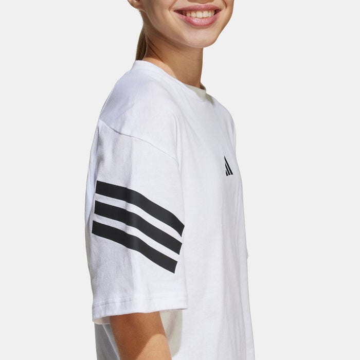 adidas Kids' Future Icons 3-Stripes T-Shirt White adidas Kids' Future Icons 3-Stripes T-Shirt White image number 3
