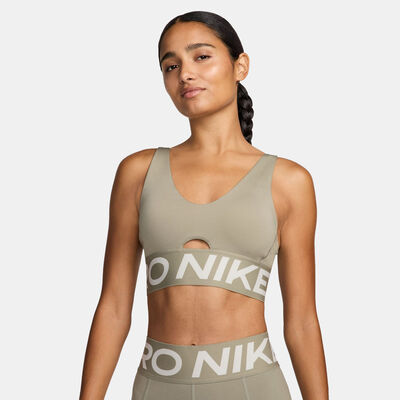 Nike Women's Pro Indy Plunge Medium-Support Sports Bra Green