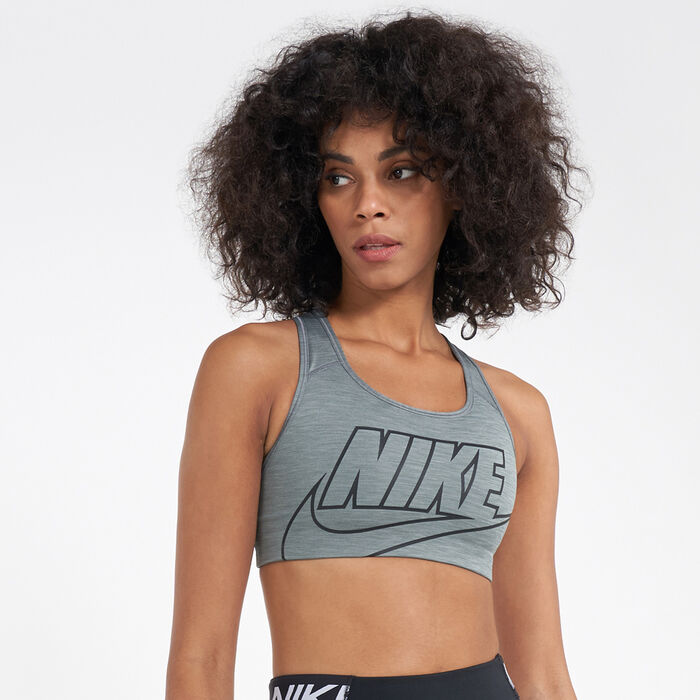 Nike Women's Swoosh Futura Sports Bra Grey image number 0