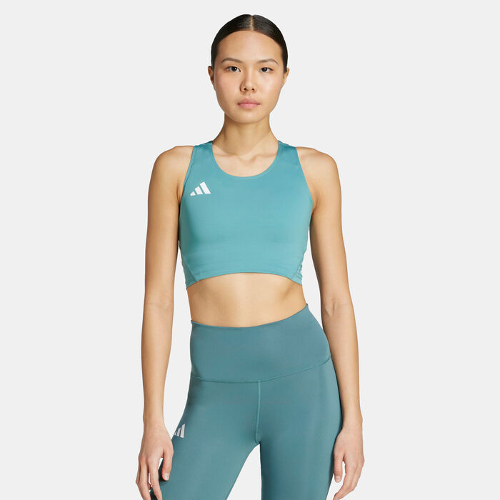 adidas Women's Adizero Essentials Running Crop Top Green adidas Women's Adizero Essentials Running Crop Top Green image number 0