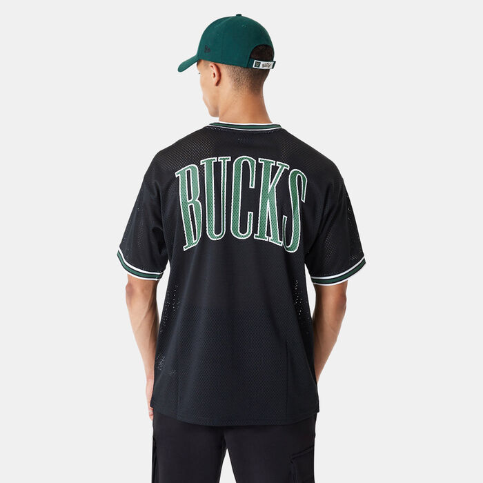 New Era Men's Milwaukee Bucks NBA Mesh T-Shirt Black image number 1