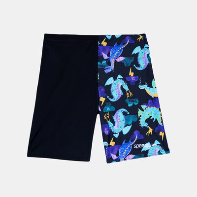 Speedo Kids' Digital Allover Print Swimming Jammer Shorts Black