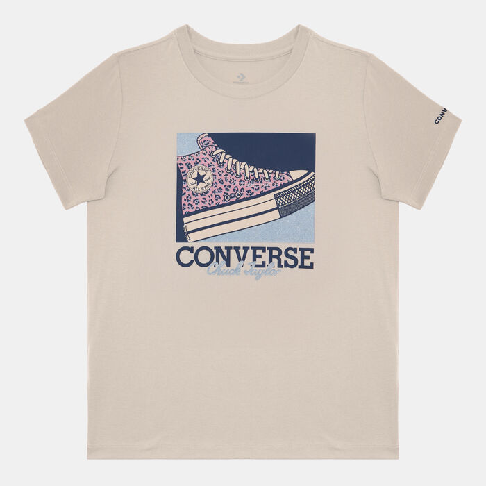 Converse Kids' Floral Leopard Sneaker T-Shirt Beige Converse Kids' Floral Leopard Sneaker T-Shirt Beige image number 0