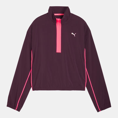 PUMA Women's Run For Her Woven 1/2-Zip Running Jacket Red