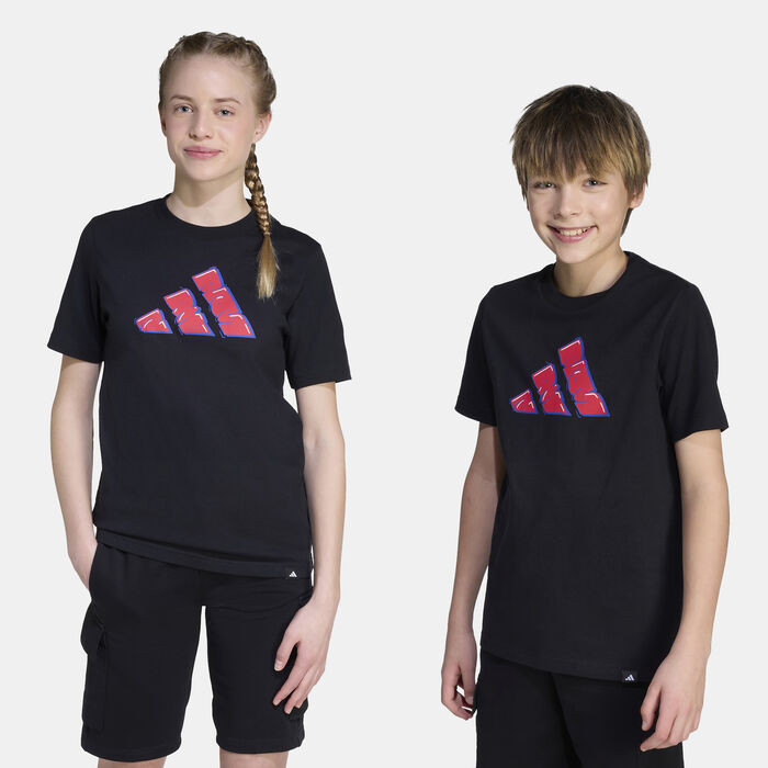 adidas Kids' Graffiti Graphic T-Shirt Black image number 4