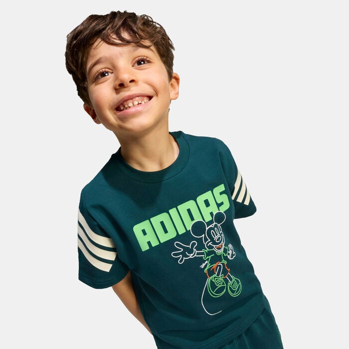 adidas Kids' Disney Mickey Mouse T-Shirt And Shorts Set Green adidas Kids' Disney Mickey Mouse T-Shirt And Shorts Set Green image number 3