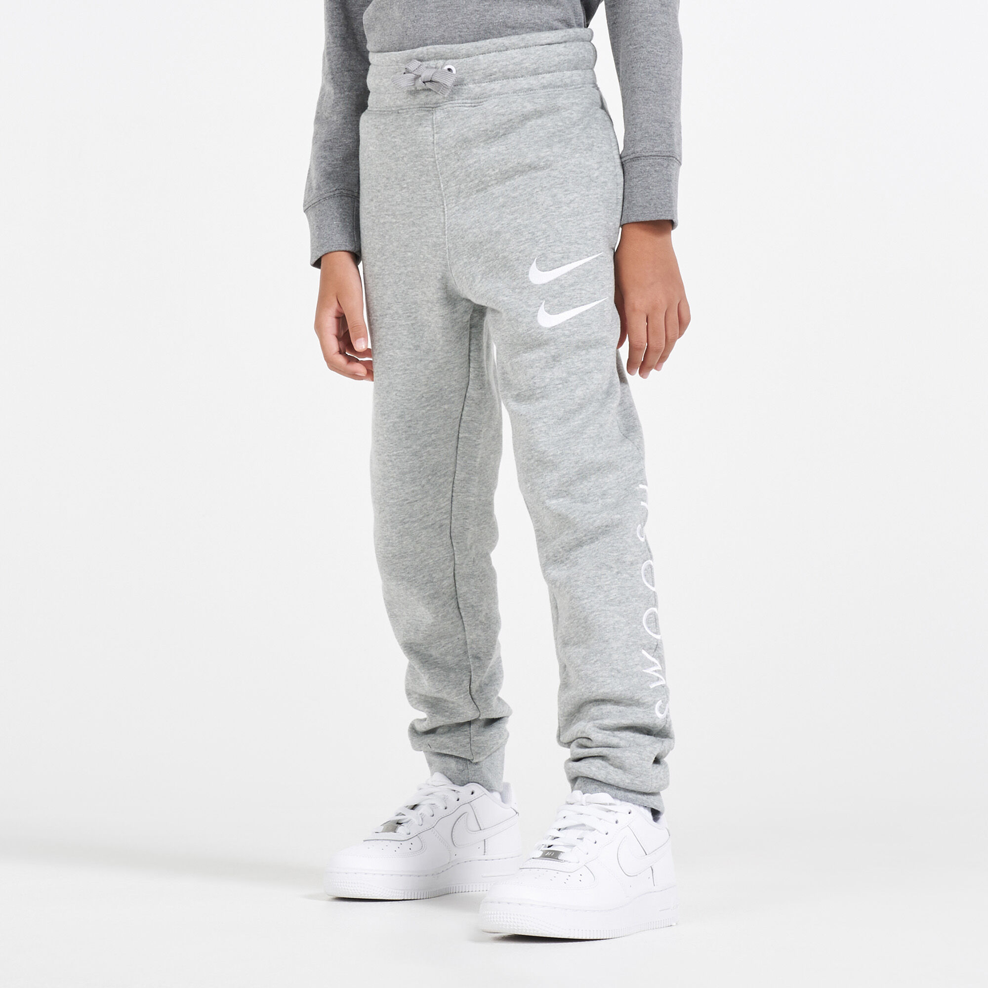 Grey nike best sale double swoosh joggers